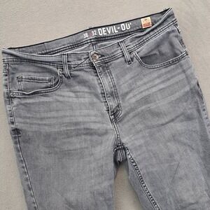 Devil Dog Mens Jeans 38x32 Slim Straight Gray Denim Pants